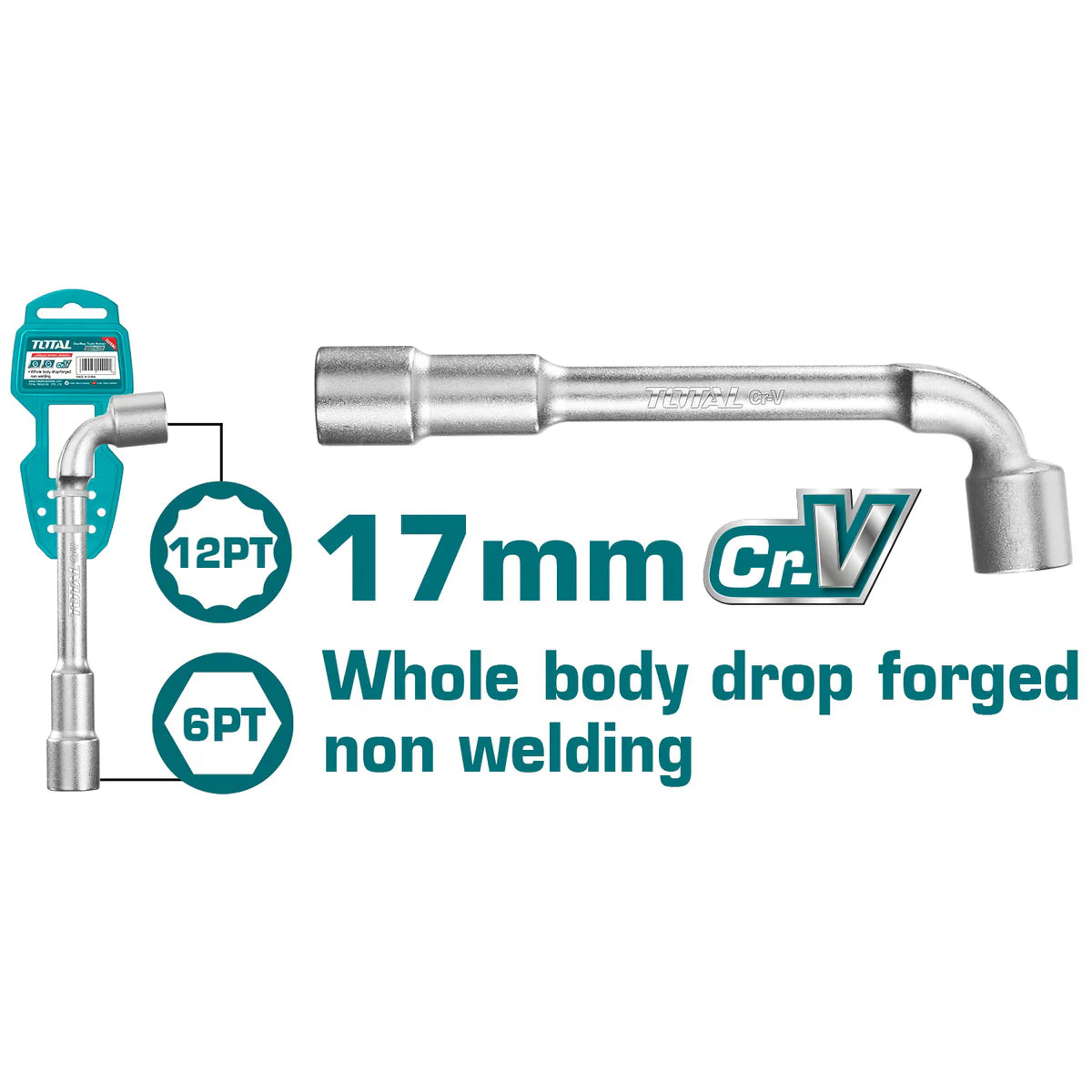 TOTAL THWL1706 Single L-Angled Socket Wrench 17mm CR-V Total