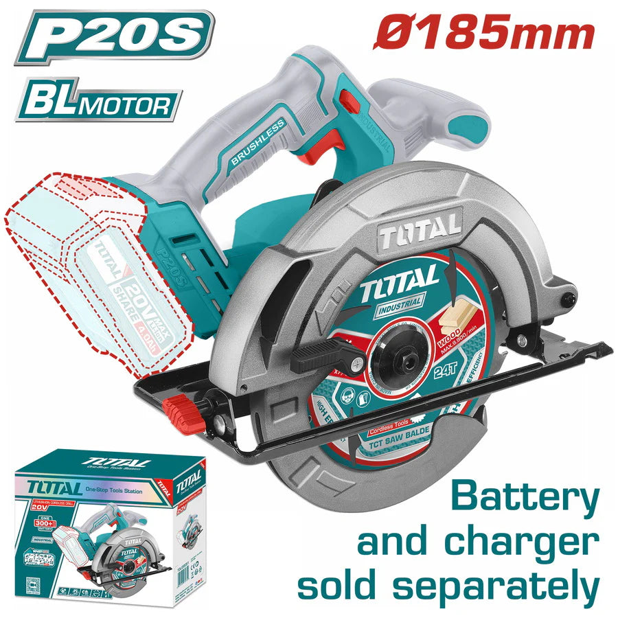 Total 20V Lithium-Ion Cordless Circular Saw 185mm | TSLI1851