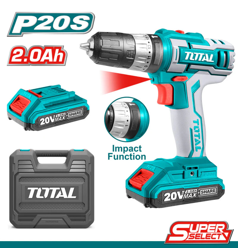 TOTAL 20V Lithium-Ion Cordless Impact Drill TIDLI200215