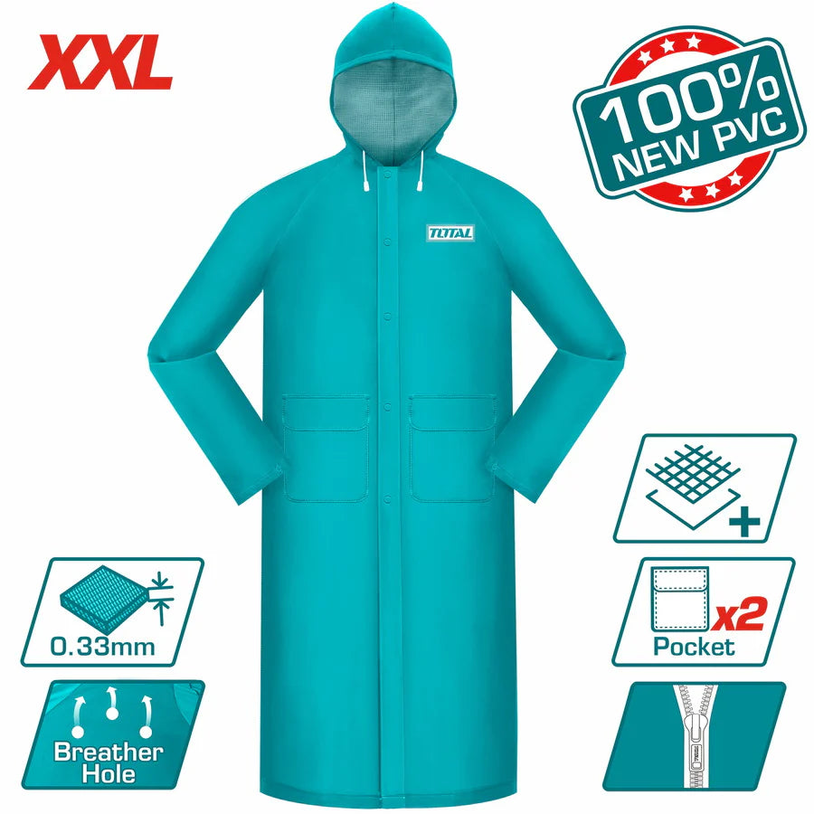 Total Rain Coat (XXL) 0.33mm PVC/Polyester | Waterproof THTRC031