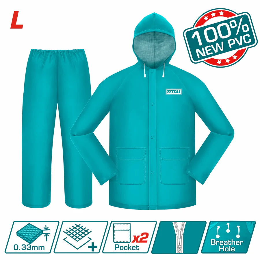Total Rain Suit (L) 0.33mm PVC/Polyester 2-Piece | THTRS031