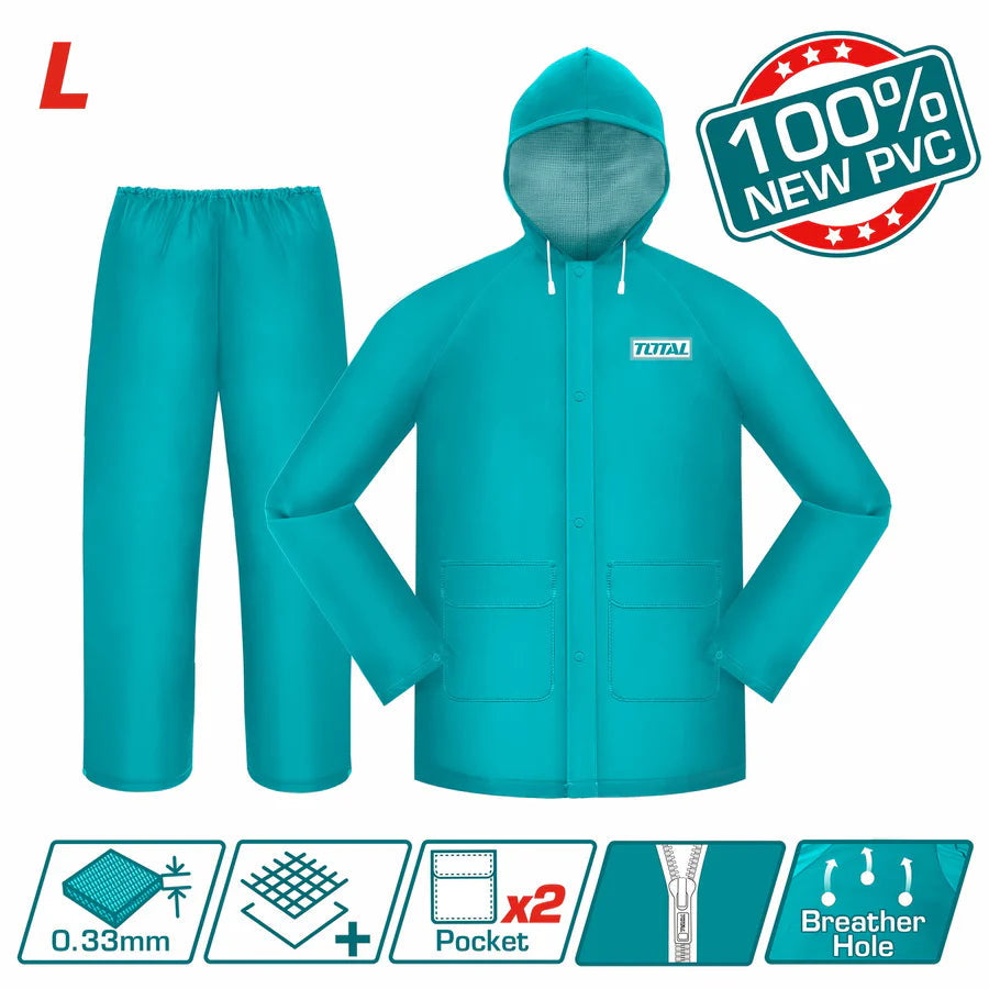 Total Rain Suit (L) 0.33mm PVC/Polyester 2-Piece | THTRS031 Total