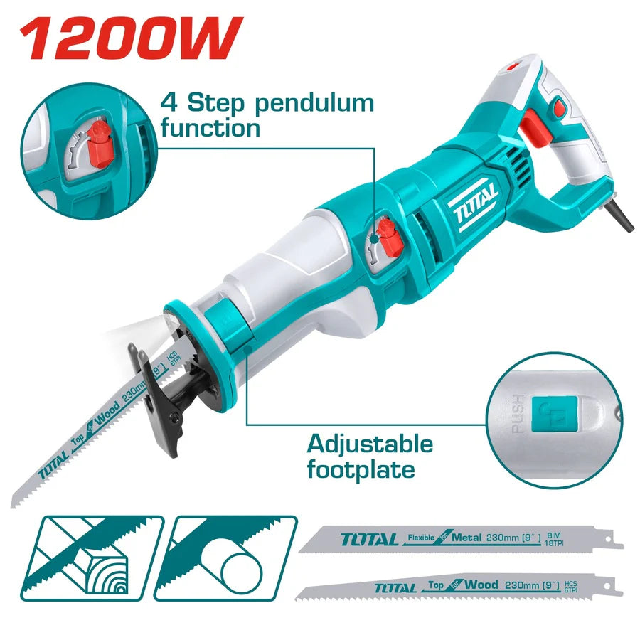 TOTAL TS1001201 1200W Reciprocating Saw - 210mm Wood Total