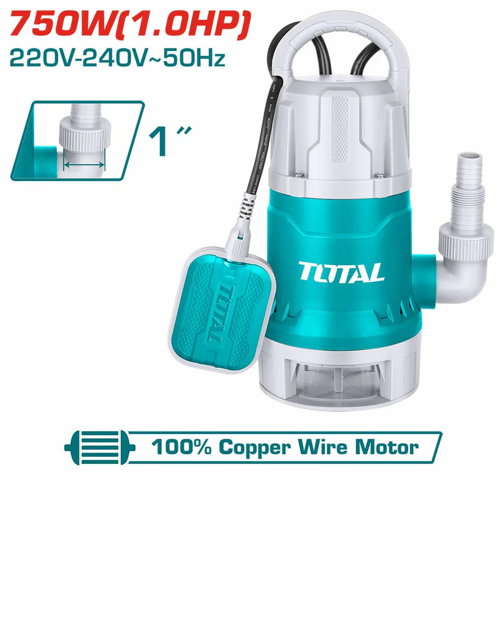 TOTAL TWP87506 750W 1.0HP Sewage Submersible Water Pump