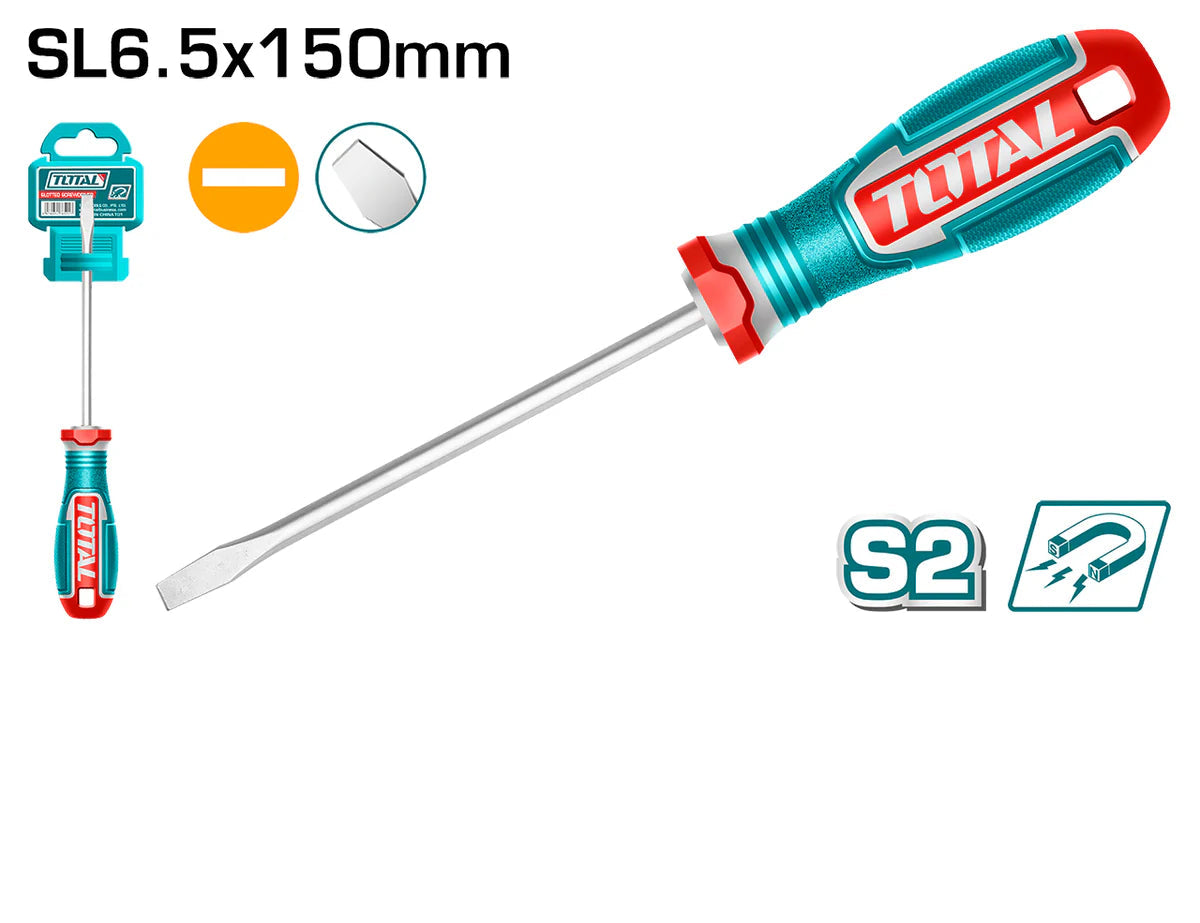 Total Slotted Screwdriver SL6.5 x 150mm TSDSL6150 - S2 Steel | TSDSL6150 Total