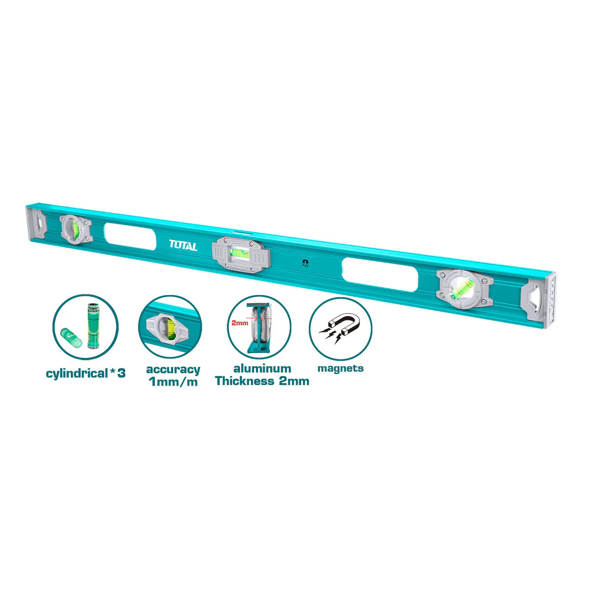 Total Magnetic Spirit Level 100cm TMT210026 - 2mm Aluminum Total