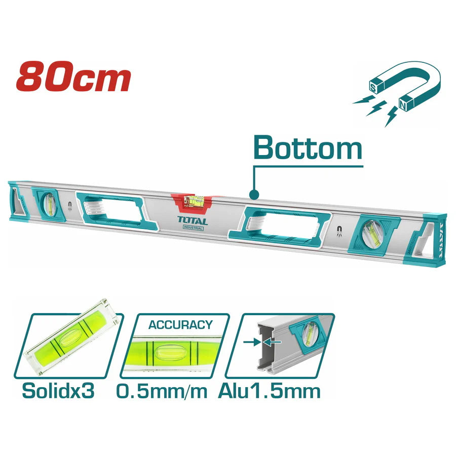 Total Magnetic Spirit Level 80cm TMT28086M - Double Milled 1.5mm Total