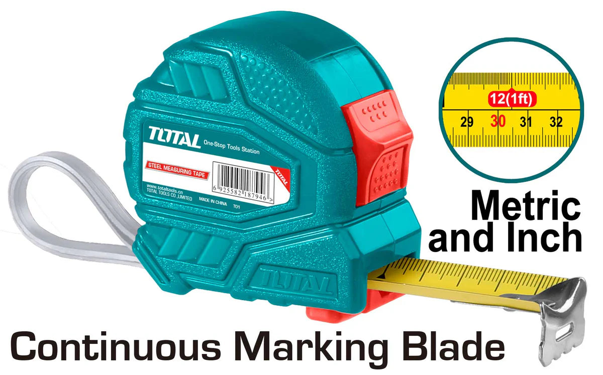 Total 5M x 19mm Steel Measuring Tape TMT126351 - Metric/Inch Total