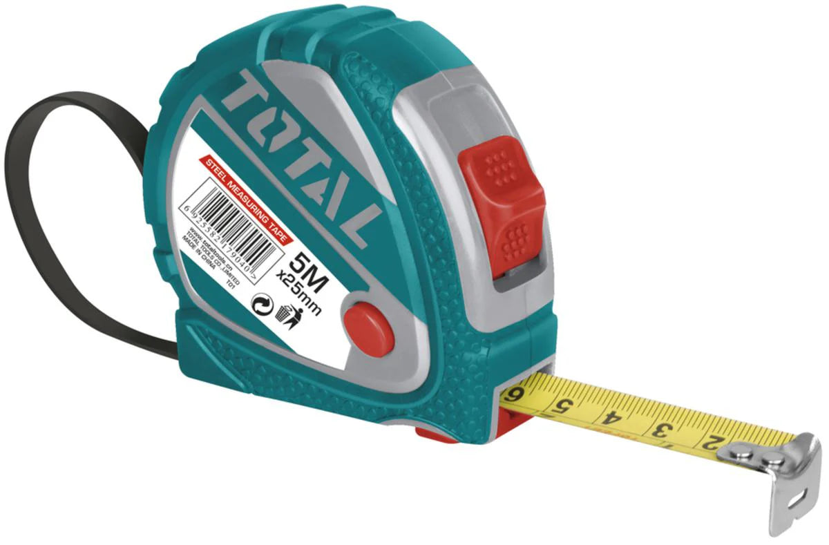 Total 5M x 25mm Steel Measuring Tape TMT126052 - 3-Stop Function Total