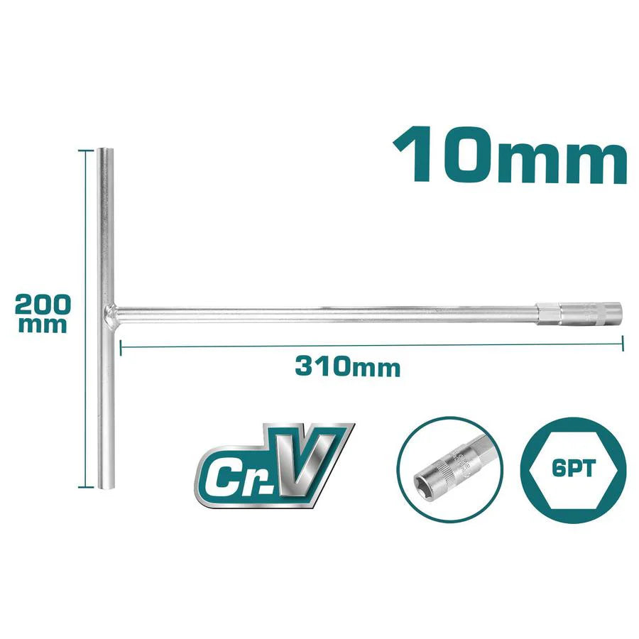 TOTAL THTSW1006 T-Handle Socket Wrench 10mm Cr-V Chrome Total