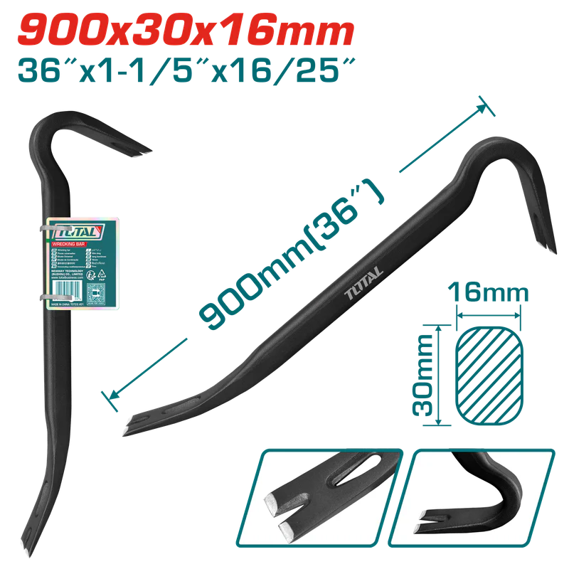 TOTAL THT431362 Wrecking Bar 900mm (36") Extra Heavy Duty Total