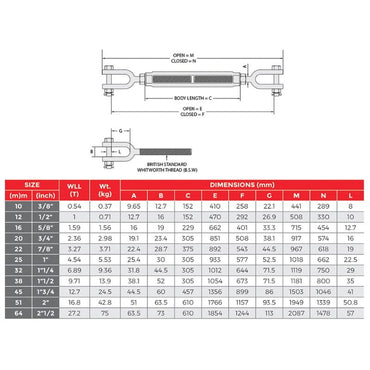 Turnbuckle - Jaw & Jaw