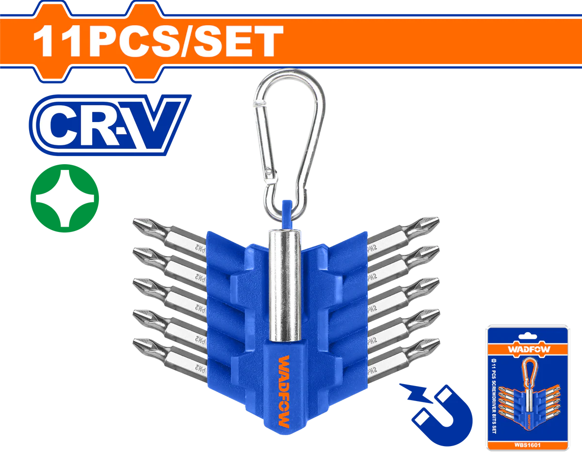 WADFOW 11-Piece 50mm PH2 Screwdriver Bit Set with Magnetic Bit Holder WBS1602