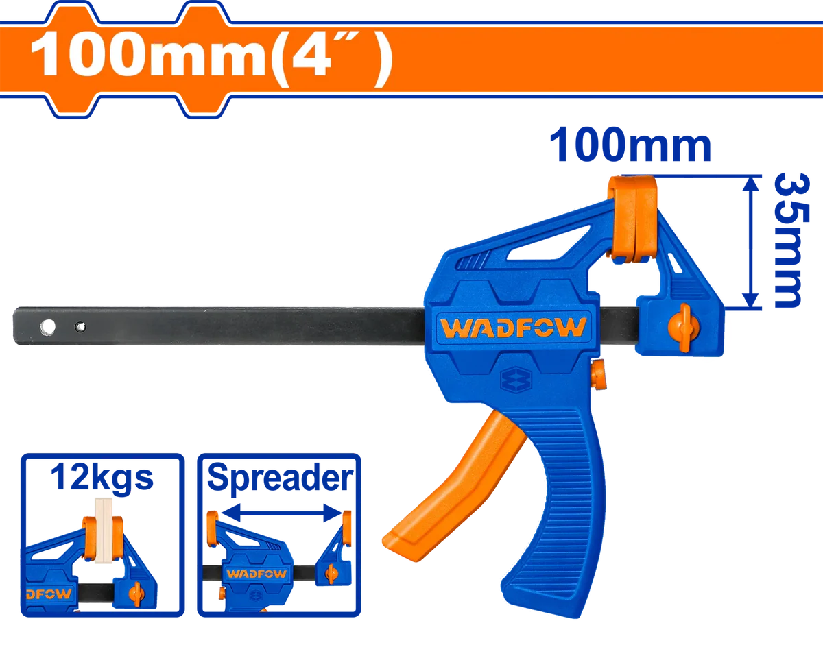 WADFOW 63x600mm Quick Bar Clamp One Handed Pistol Grip Squeeze Trigger Woodworking Spreader WCP4324