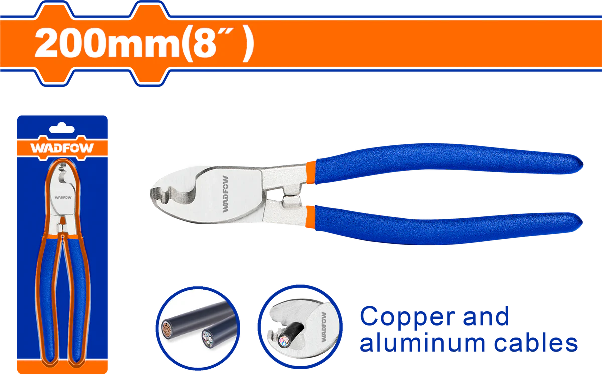WADFOW 8-Inch Industrial Cable Cutter with Blackened Forged Steel Jaws WCT1608