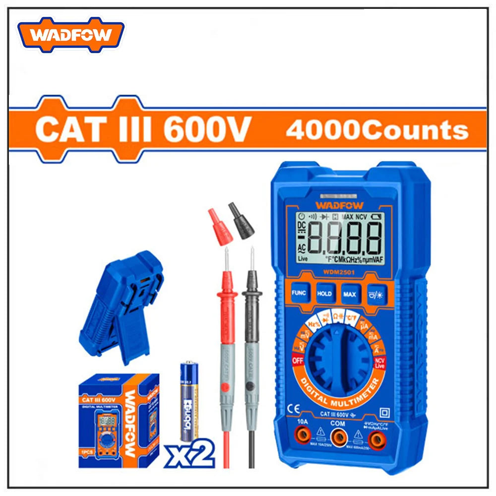 WADFOW Digital Multimeter with LCD Display and AC/DC Voltage Testing WDM2501