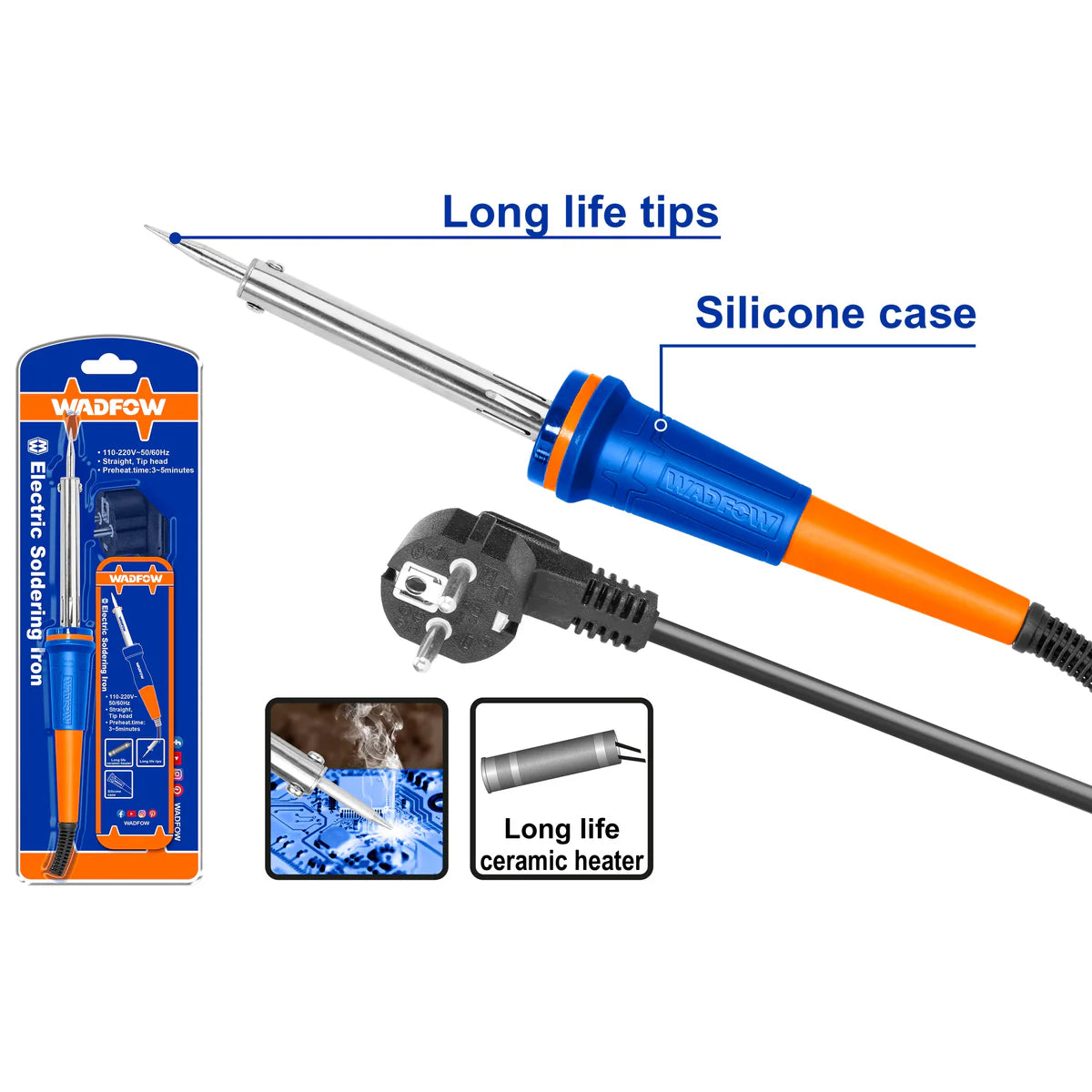 WADFOW 40W Electric Soldering Iron with Long-Life Pointed Tip WEL1604