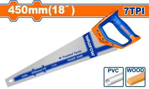 WADFOW 18-Inch Hand Saw with Triple-Ground Hardened Teeth and Soft Grip WHW1118