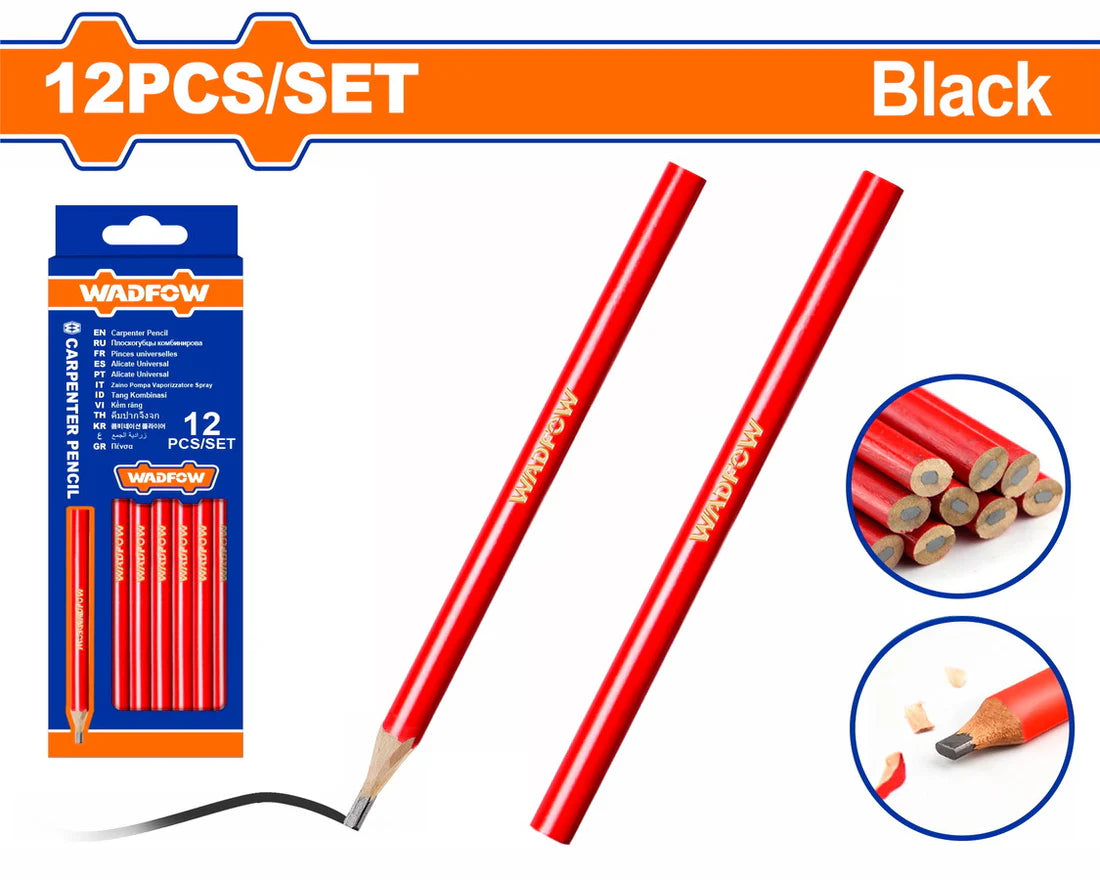 WADFOW 12-Piece Carpenter Pencil Set with Flat Octagonal Design for Woodworking WMQ1512