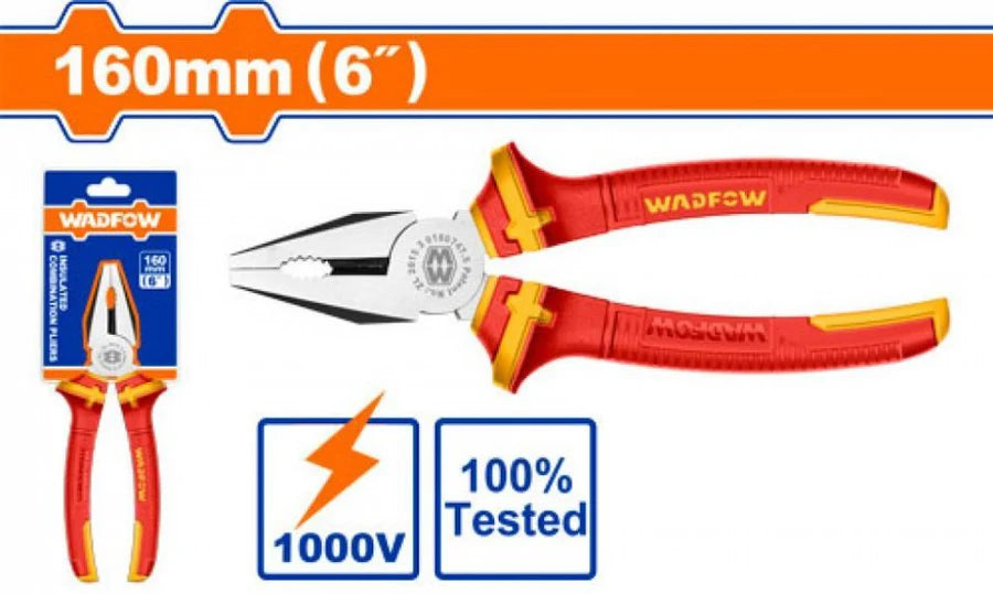 WADFOW 6-Inch Insulated Combination Pliers 1000V VDE Certified WPL1936