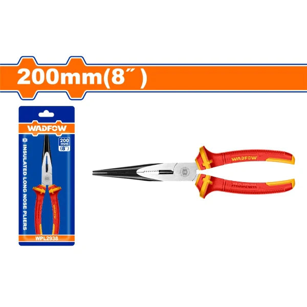 WADFOW 8-Inch Insulated Long Nose Pliers 1000V VDE Certified WPL2938