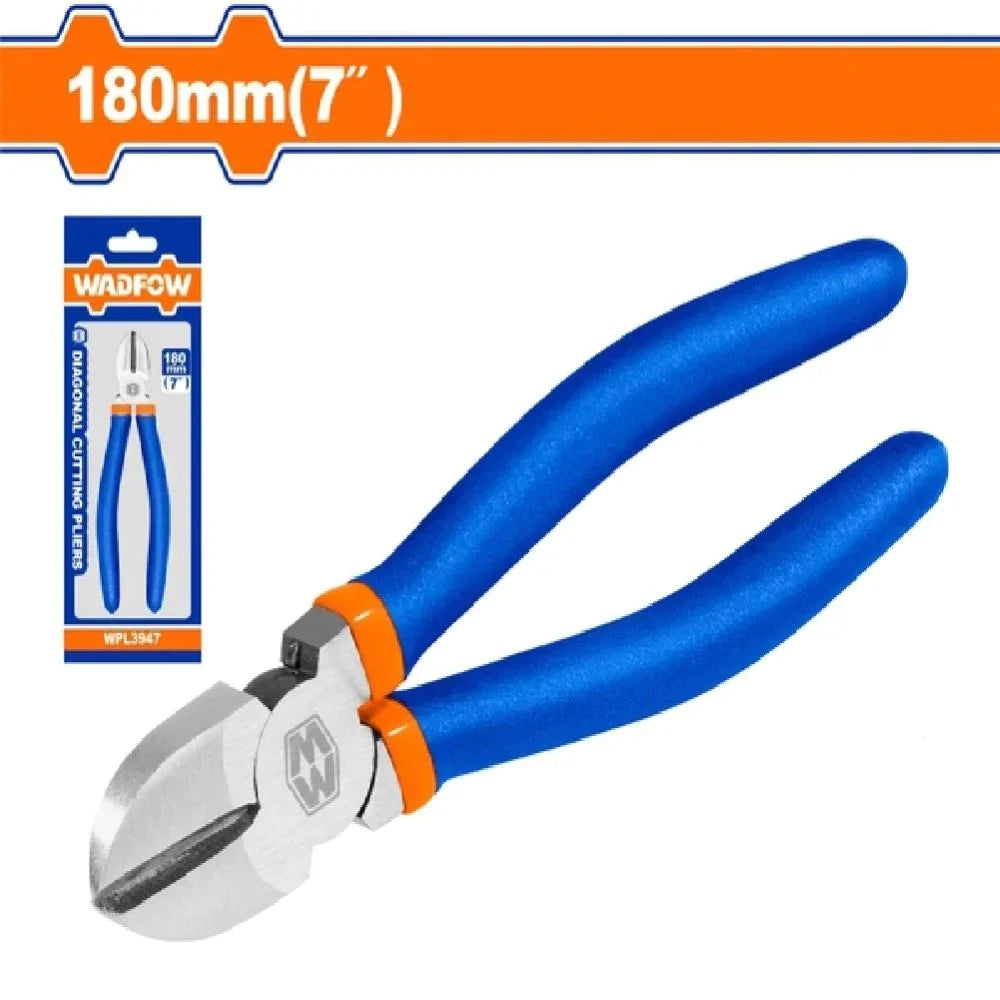 WADFOW 7-Inch Diagonal Cutting Pliers with Polished Finish and Two-Color Handle WPL3947