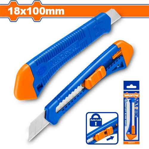 WADFOW 18mm Snap-Off Blade Utility Knife with Soft Grip and Auto-Lock WSK2918