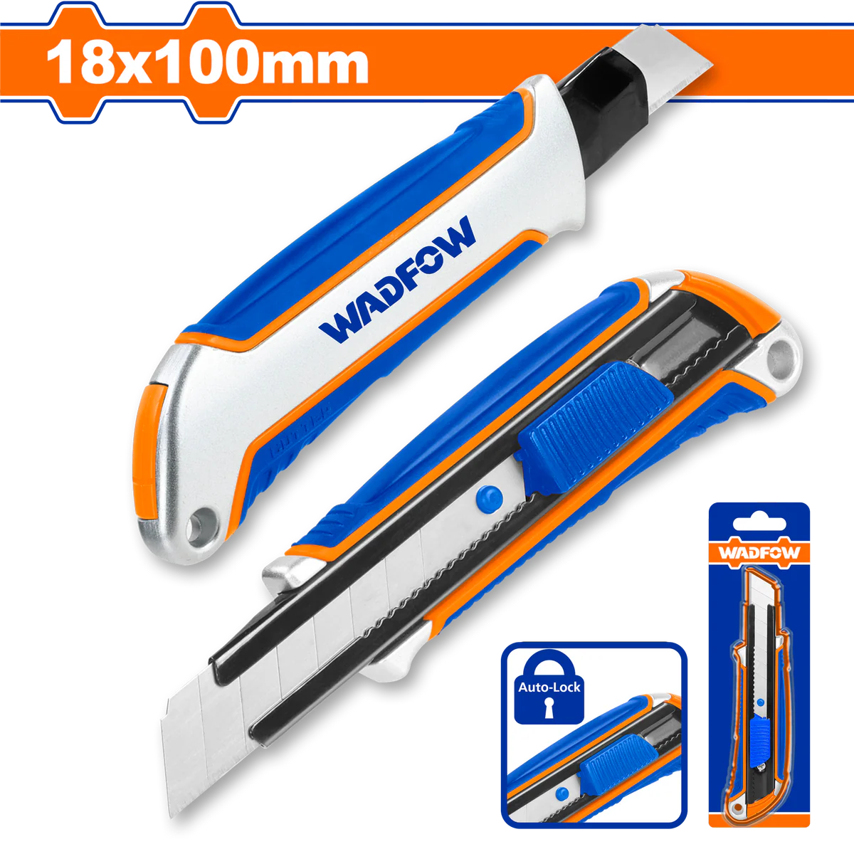 WADFOW 18mm Snap-Off Blade Utility Knife with Ergonomic Soft Grip WSK4918