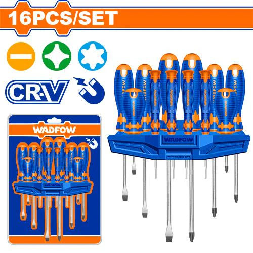 WADFOW 16-Piece Phillips and Slotted Screwdriver Set with Precision Drivers WSS1416