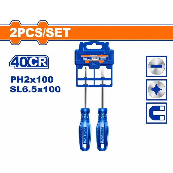 WADFOW 2-Piece Phillips and Slotted Screwdriver Set SL6.5 & PH2 WSS2302