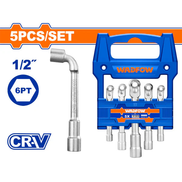 WADFOW 5-Piece L-Angled Socket Wrench Set 8mm to 17mm Metric Offset Wrench Kit WTH4205 Wadfow