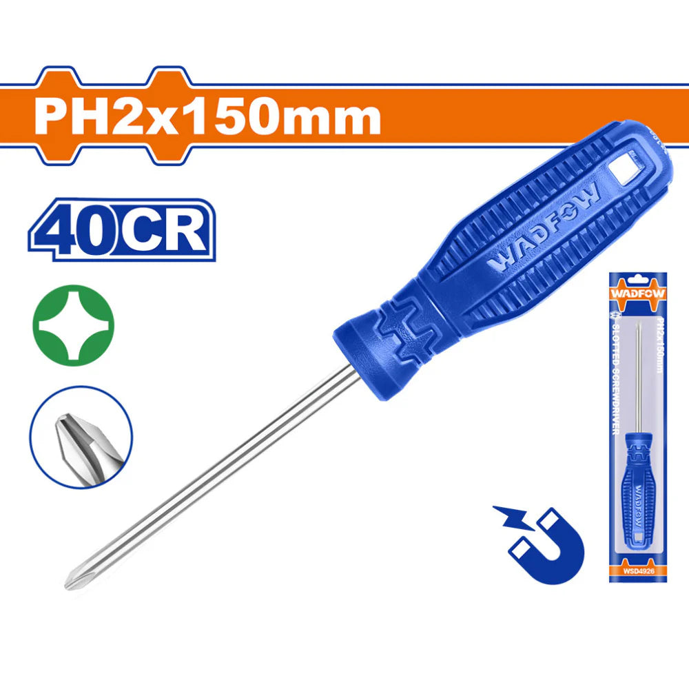 WADFOW PH2 x 150mm Phillips Cross Head Screwdriver with Magnetic Tip WSD4926
