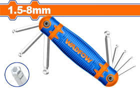 WADFOW 8-Piece Folding Ball-Point Hex Key Set 1.5mm to 8mm Cr-V Metric Allen Wrench WHK2281 Wadfow