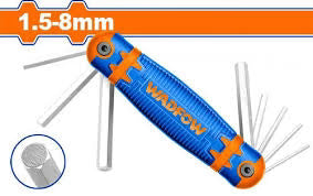 WADFOW 8-Piece Folding Hex Key Set 1.5mm to 8mm Cr-V Metric Allen Wrench Pocket Tool WHK1281 Wadfow
