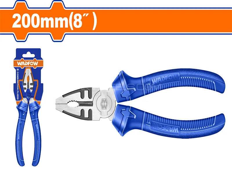 WADFOW 8-Inch Combination Pliers with Polished Finish and Two-Color Handle WPL1928