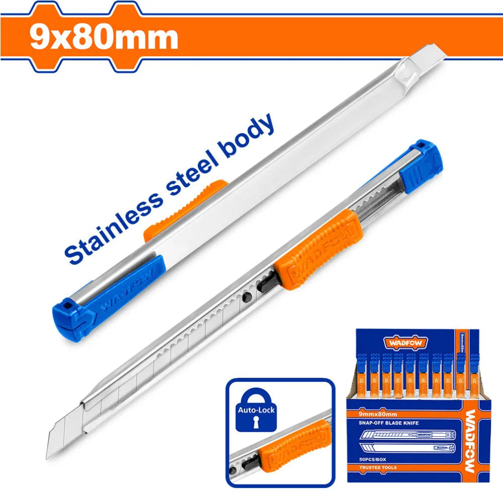 WADFOW 18mm Snap-Off Utility Knife with Ergonomic Grip and Auto-Lock WSK1509
