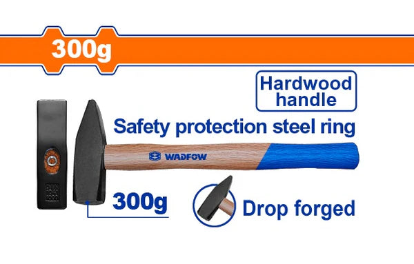 WADFOW 300g Machinist Hammer Drop Forged Steel Head Fiberglass Handle Engineering Hammer WMB1303 Wadfow