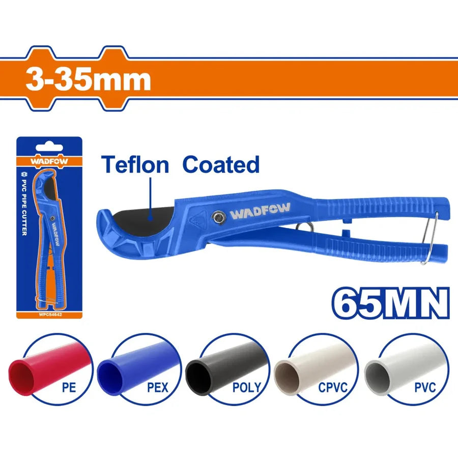 WADFOW 207mm PVC Pipe Cutter with Teflon Coated Aluminum Body 3-35mm Capacity WPC54636