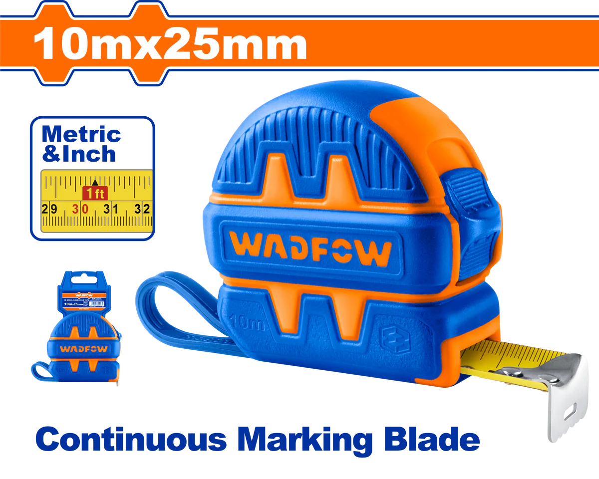 WADFOW 10m x 25mm Steel Measuring Tape Metric & Inch Retractable Meter WMT1250 Wadfow