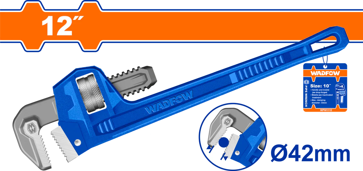 WADFOW 12-Inch Stillson Pipe Wrench Mobile Jaw Plumbing Spanner WPW1112