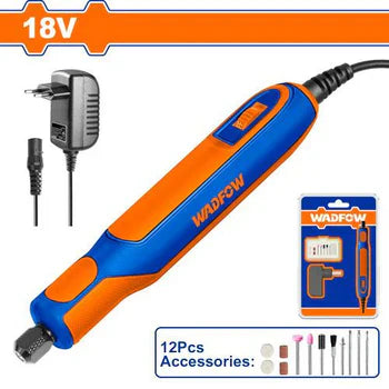 WADFOW 18V DC Mini Rotary Grinder with 10-Piece Accessory Kit WRY16180