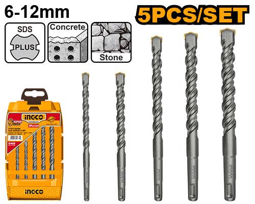 Ingco 6x110mm 5 Pcs SDS Plus Hammer Drill Bits Set | AKD2052 Ingco