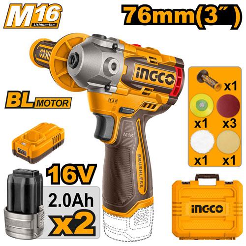 Ingco 16V 76mm 0-2800/0-8300rpm Cordless Polisher | APLI1676 Ingco