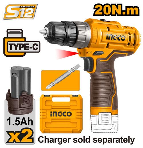 Ingco 12V 20Nm 1.5Ah Cordless Drill | CDLI12202 Ingco