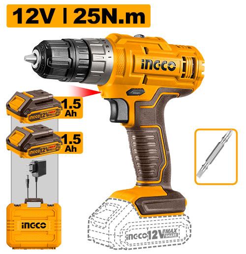 Ingco 12V 20Nm 1.5Ah Cordless Drill | CDLI1218 Ingco