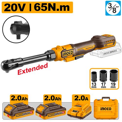 Ingco 20V 65Nm 2.0Ah Cordless Drive Ratchet | CDRLI2065292 Ingco