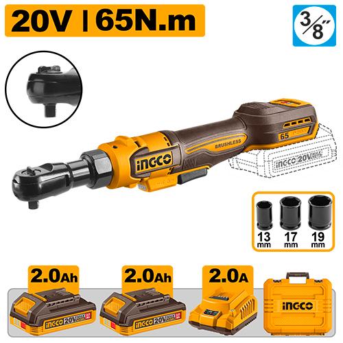 Ingco 20V 65Nm 2.0Ah Cordless Drive Ratchet | CDRLI20652 Ingco