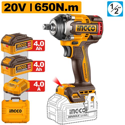 Ingco 20V 650Nm 4.0Ah Cordless Impact Wrench | CIWLI2065 Ingco