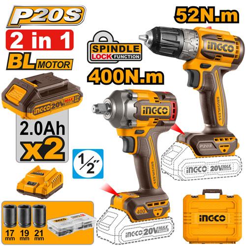 Ingco 20V Cordless 2 Pcs Combo Kit | CKLI20271 Ingco