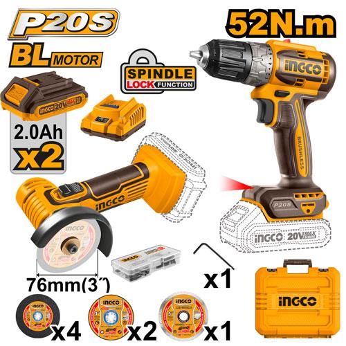 Ingco 20V Cordless 2 Pcs Combo Kit | CKLI20278 Ingco